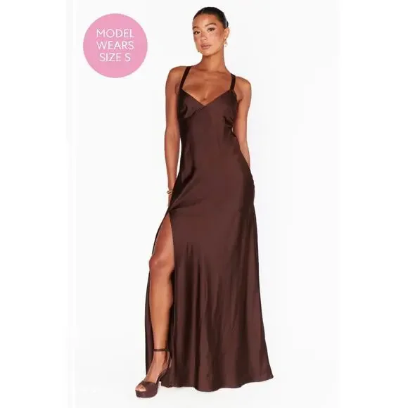 Show Me Your MuMu Anderson Maxi Dress Brown size Small - Picture 4 of 9